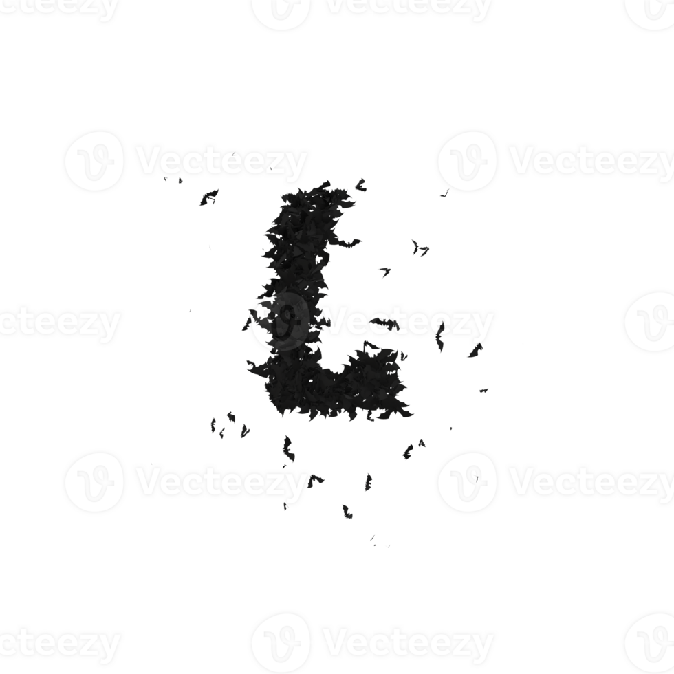 Static  Halloween Typeface Formed Of Flying Bats with alpha the character L png
