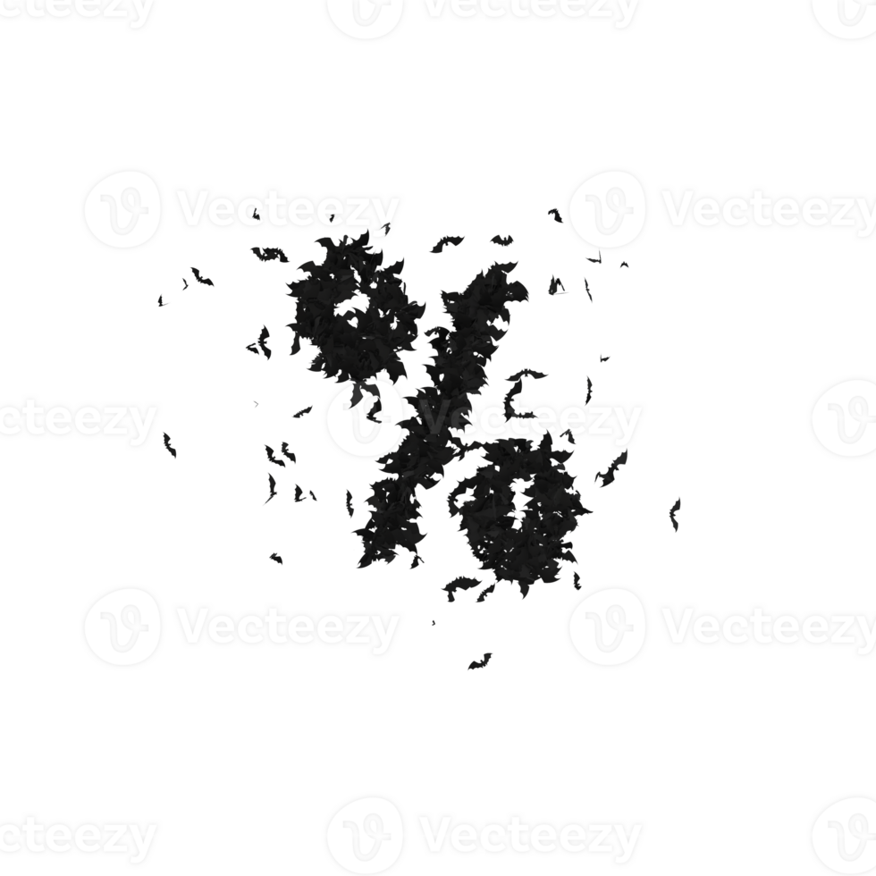 Static  Halloween Typeface Formed Of Flying Bats with alpha the character pERCENT png