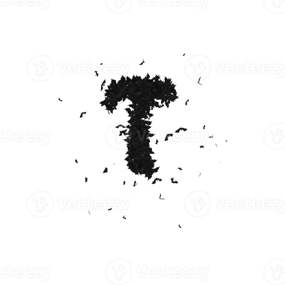 Static  Halloween Typeface Formed Of Flying Bats with alpha the character T png