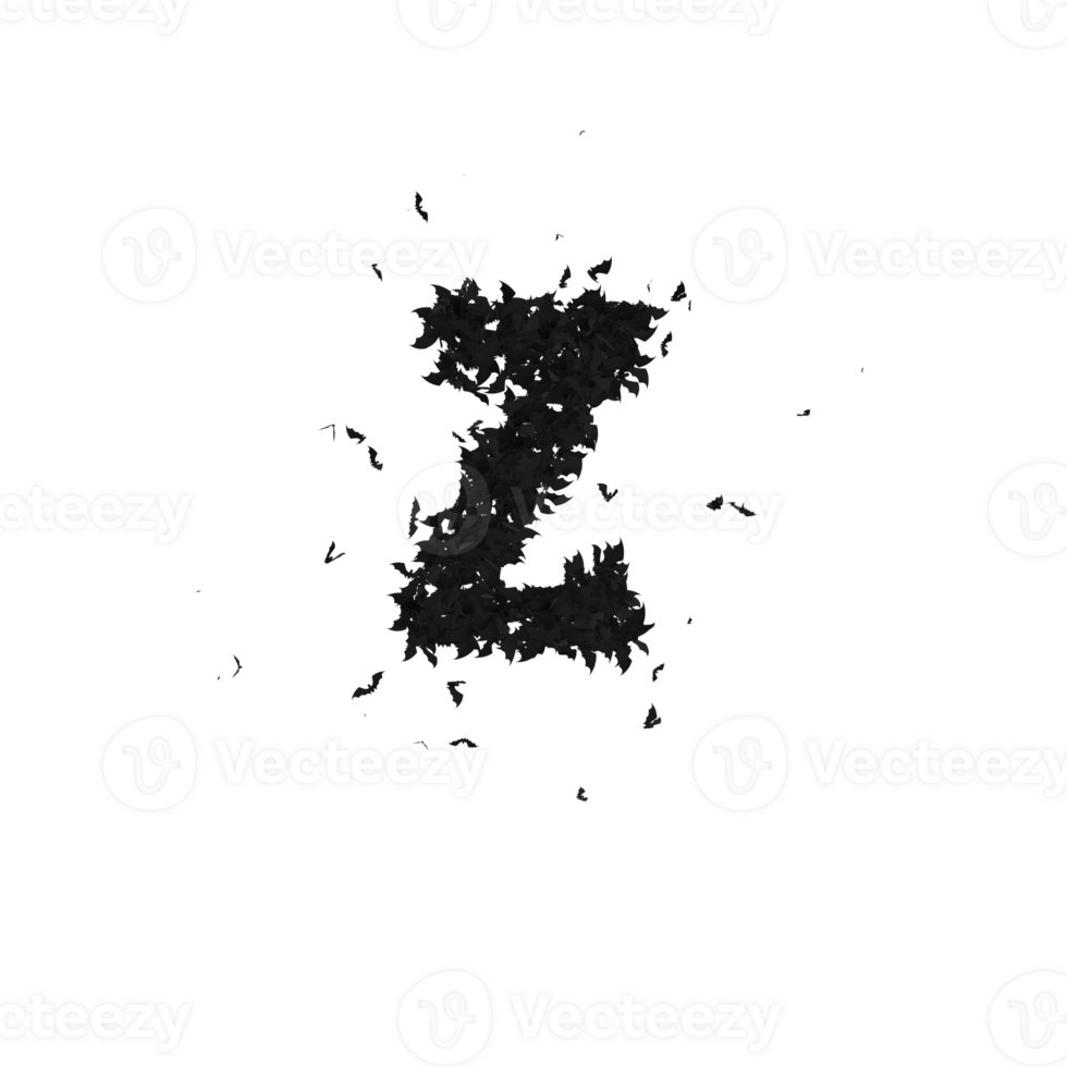 Static  Halloween Typeface Formed Of Flying Bats with alpha the character Z png