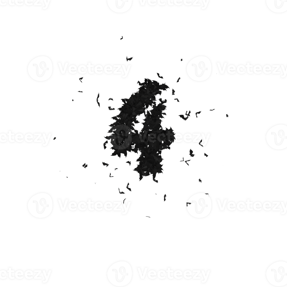 Static  Halloween Typeface Formed Of Flying Bats with alpha the character 4 png