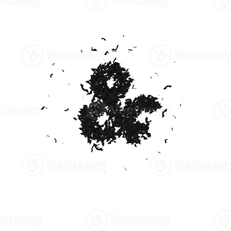 Static  Halloween Typeface Formed Of Flying Bats with alpha the character ampersand png