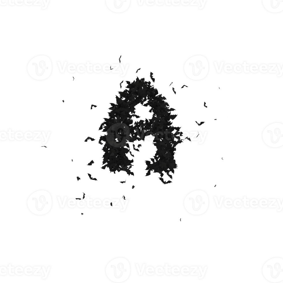 Static  Halloween Typeface Formed Of Flying Bats with alpha the character A png