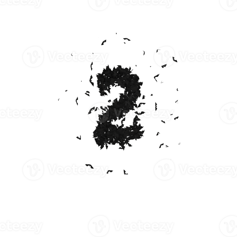 Static  Halloween Typeface Formed Of Flying Bats with alpha the character 2 png