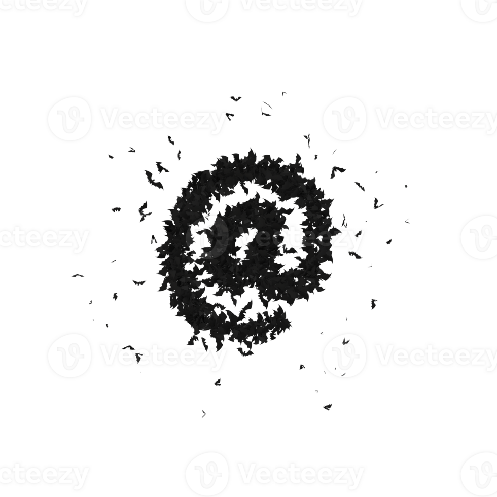 Static  Halloween Typeface Formed Of Flying Bats with alpha the character AT png