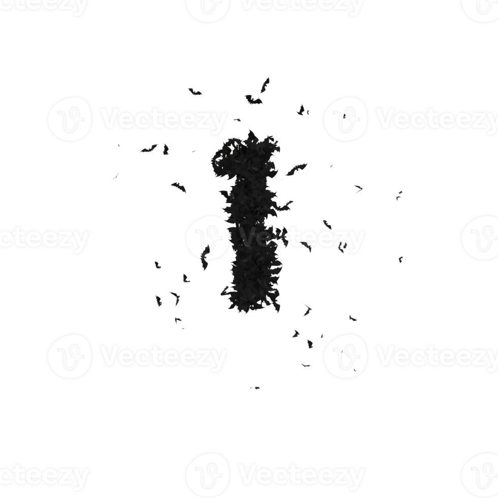 Static  Halloween Typeface Formed Of Flying Bats with alpha the character 1 png