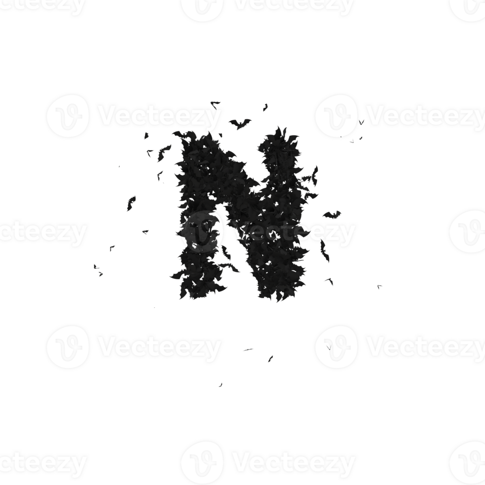 Static  Halloween Typeface Formed Of Flying Bats with alpha the character N png