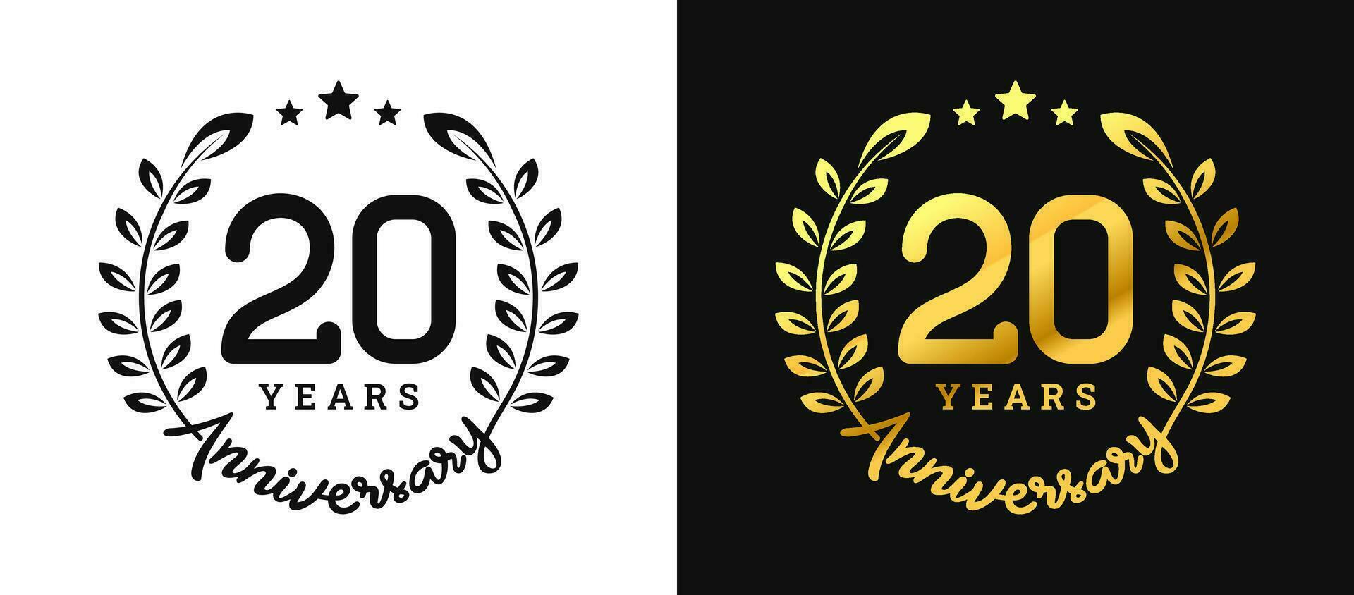 Anniversary 20 gold numbers. Minimalist design template, modern, elegant celebrating anniversary event. label, vector, sign, illustration, banner, symbol, icon, design, sticker, tag, badge, element vector
