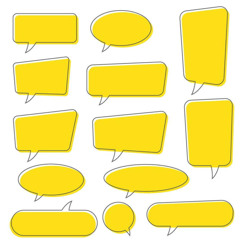 Chat bubble in yellow, quote background, Speech bubble, message box set. vector