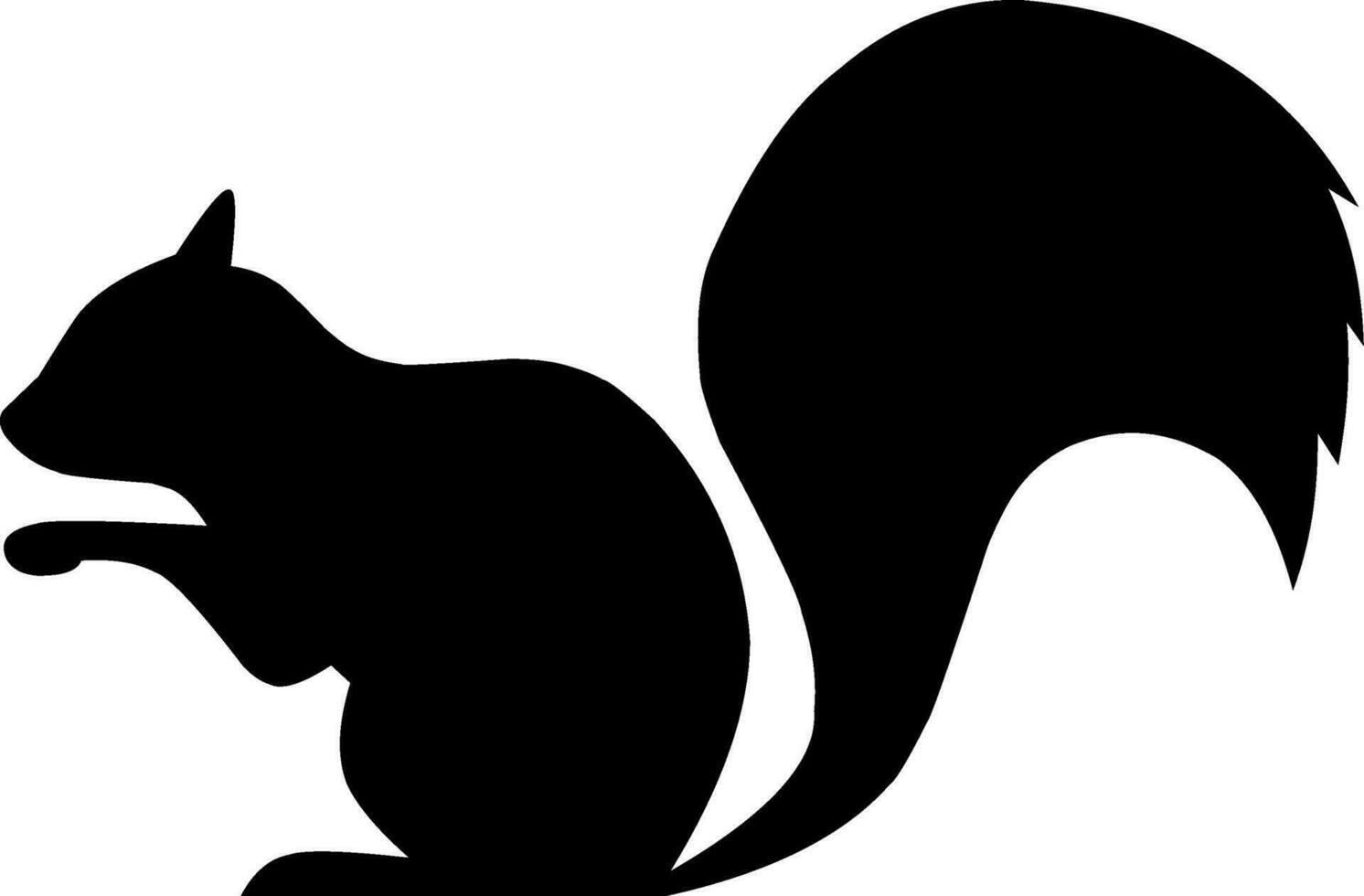 Squirrel eats acorn silhouette icon vector illustration. Simple squirrel icon for fall season design. Autumn graphic resource for icon, sign, symbol or decoration. Silhouette of squirrel and acorn