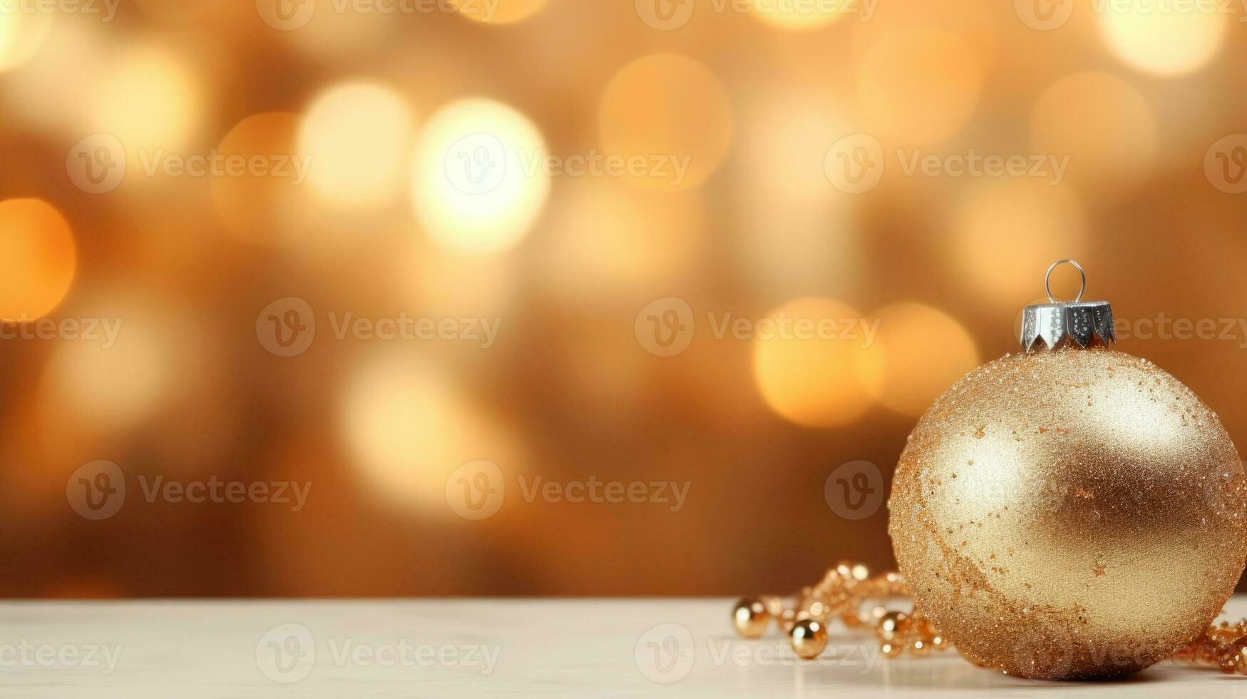 Christmas ball on abstract gold background. Christmas banner photo