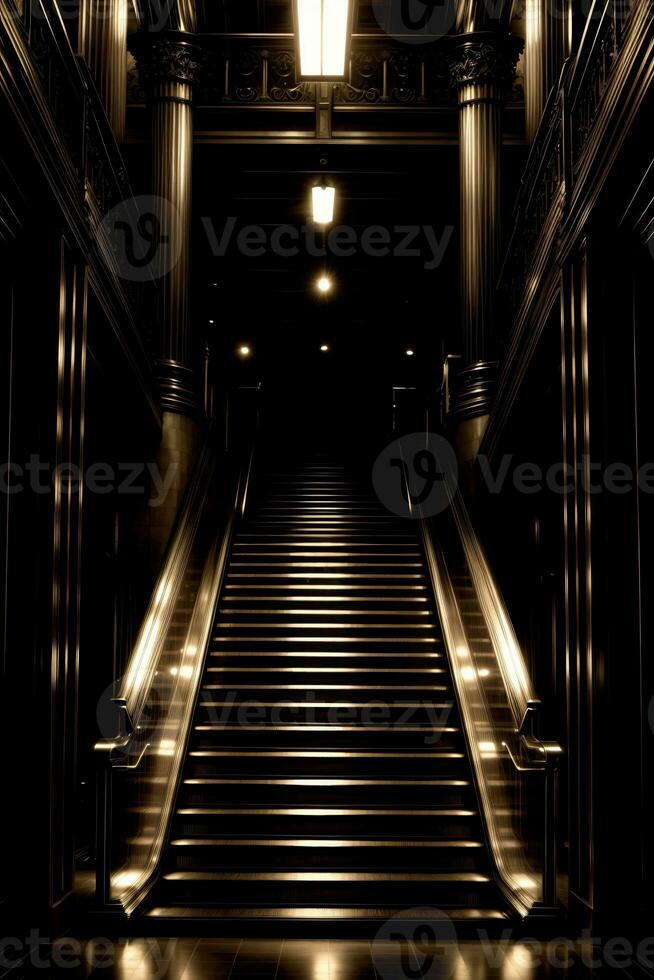 A Set Of Stairs Leading Up To A Building. AI Generated photo