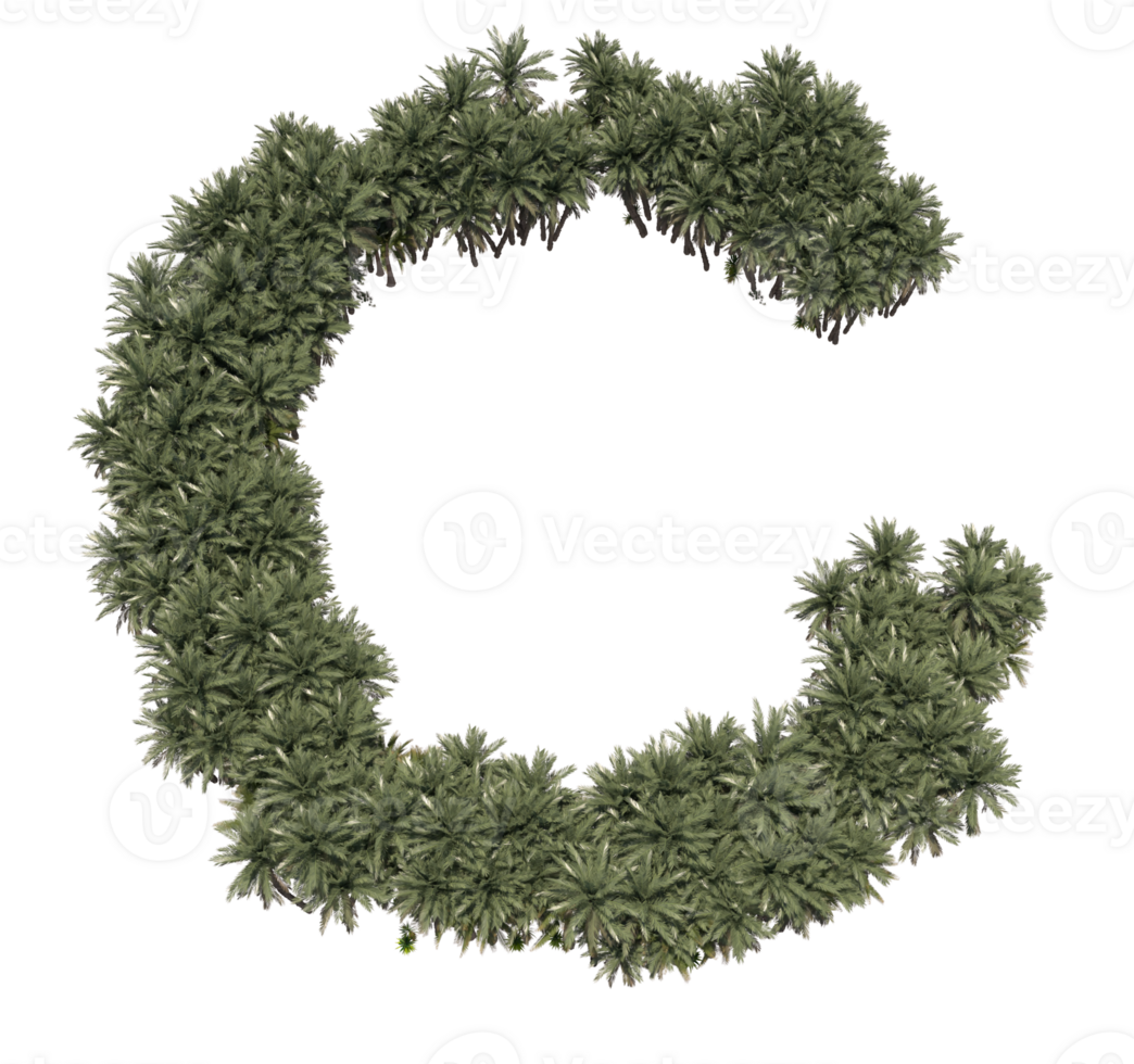3d rendering illustration Letter of graphic design font a lot of tree concept for enviroment png