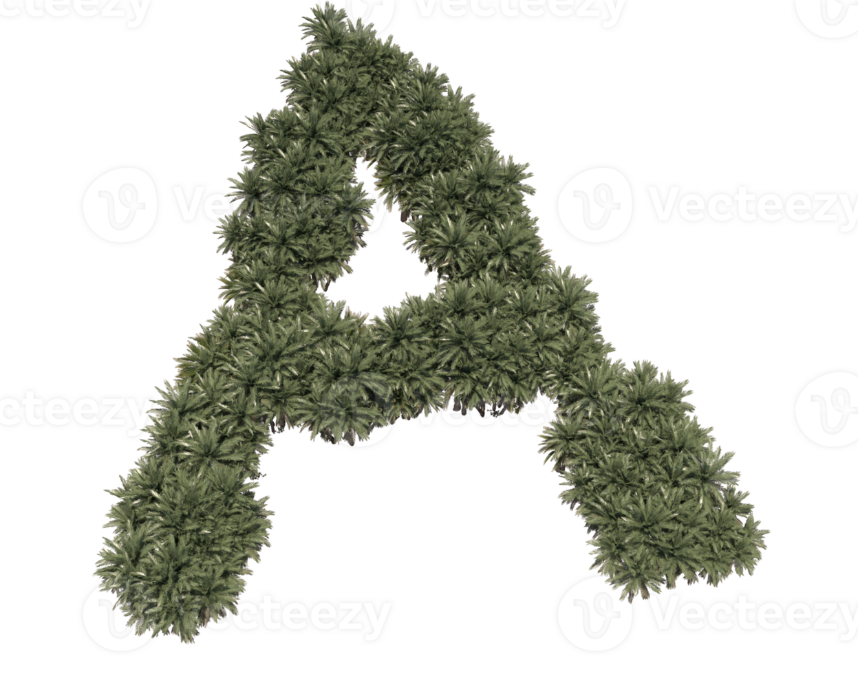 3d rendering illustration Letter of graphic design font a lot of tree concept for enviroment png
