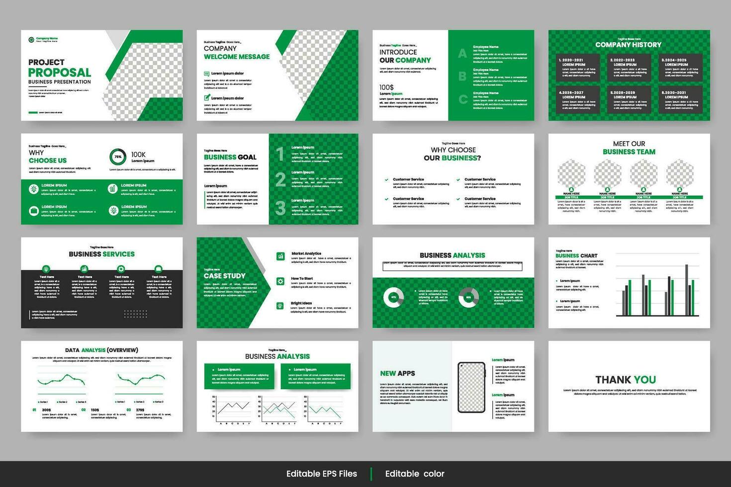 Vector business presentation slides template green color design ...