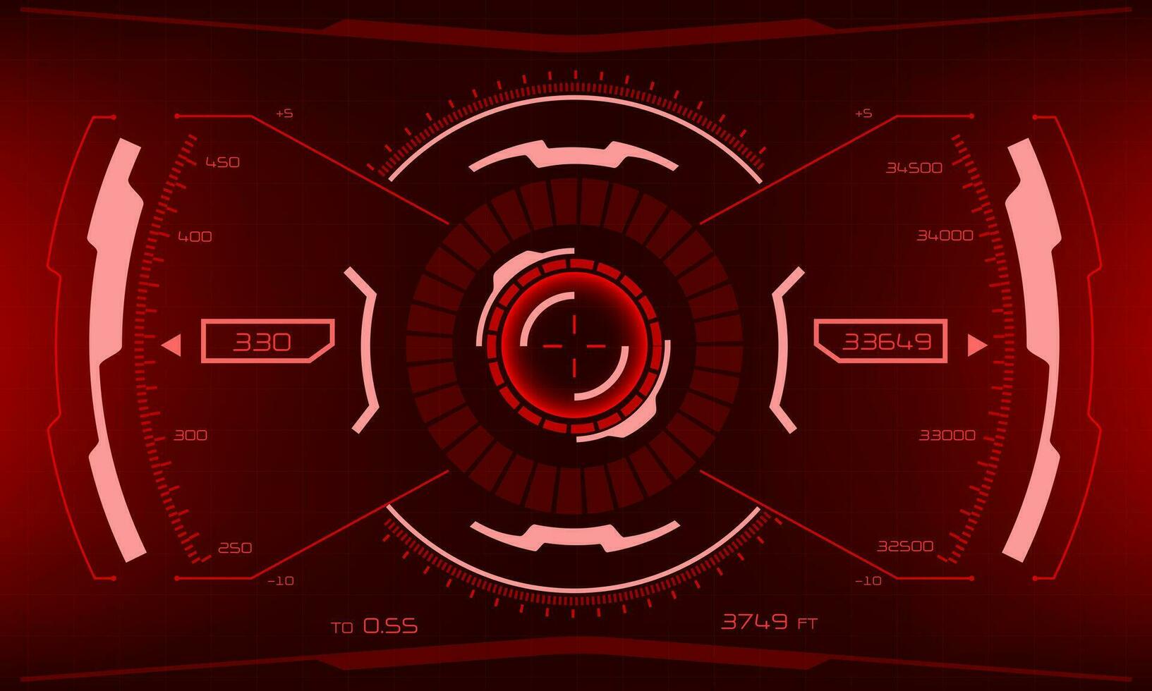 HUD sci-fi interface screen view red geometric design virtual reality futuristic technology creative display vector