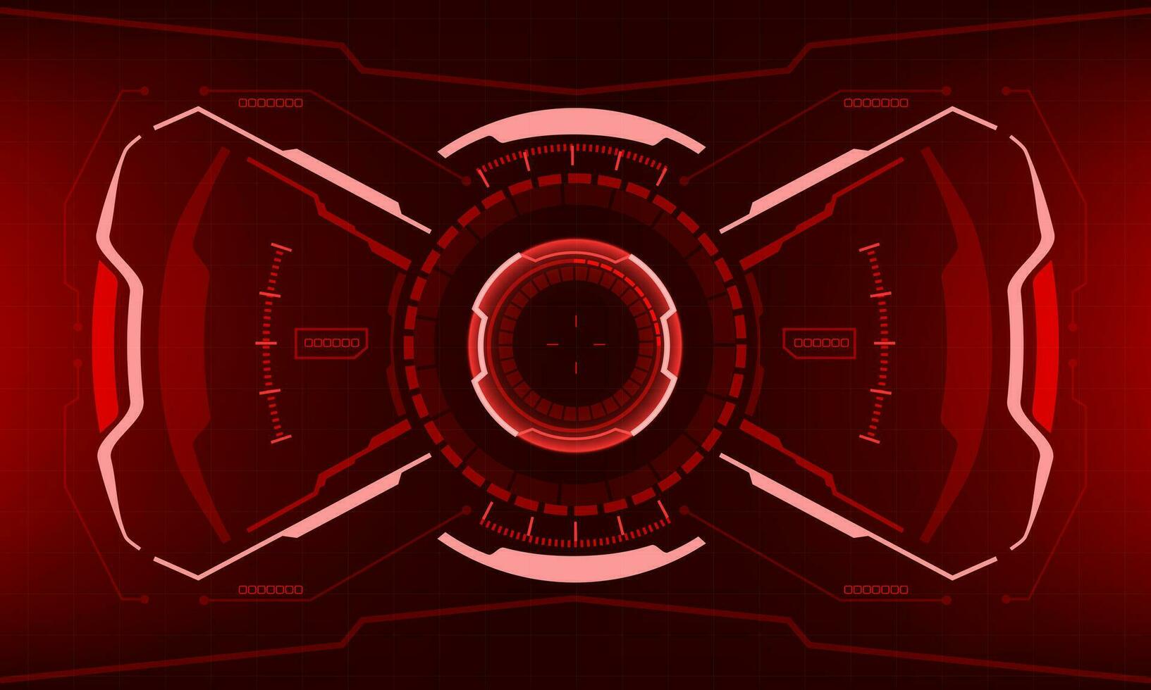 HUD sci-fi interface screen view red geometric design virtual reality futuristic technology creative display vector