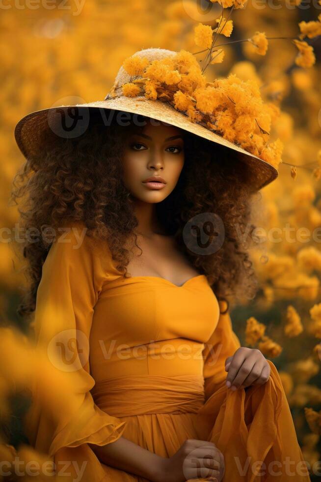 photo of emotional dynamic pose Brazilian woman in autumn AI Generative