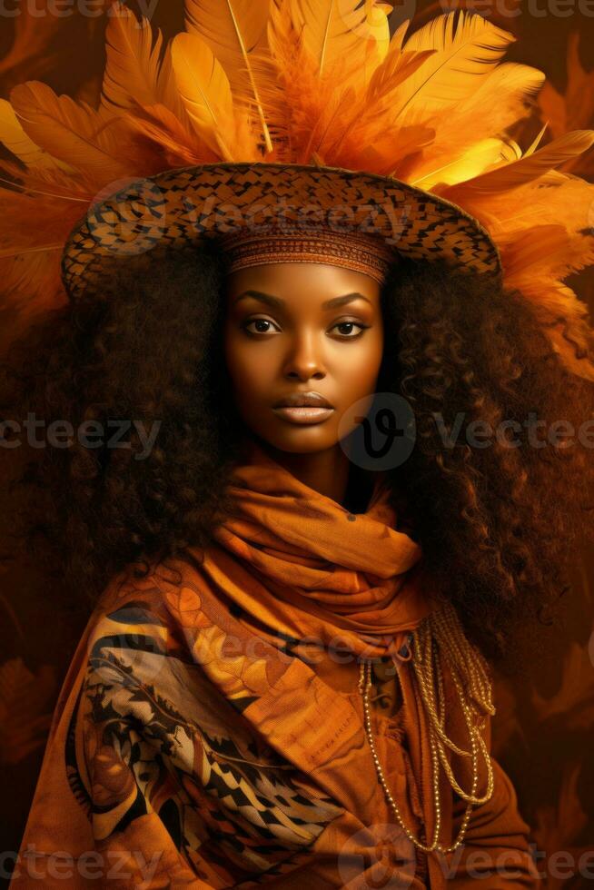 photo of emotional dynamic pose Brazilian woman in autumn AI Generative