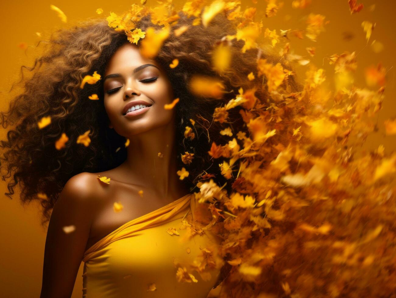 photo of emotional dynamic pose Brazilian woman in autumn AI Generative