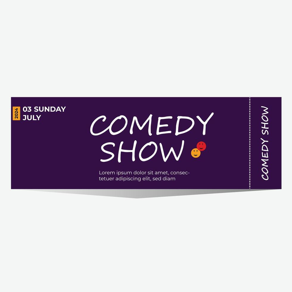 Stand Up Comedy Show Entry Ticket. Modern elegant design template of Event Ticket. vector