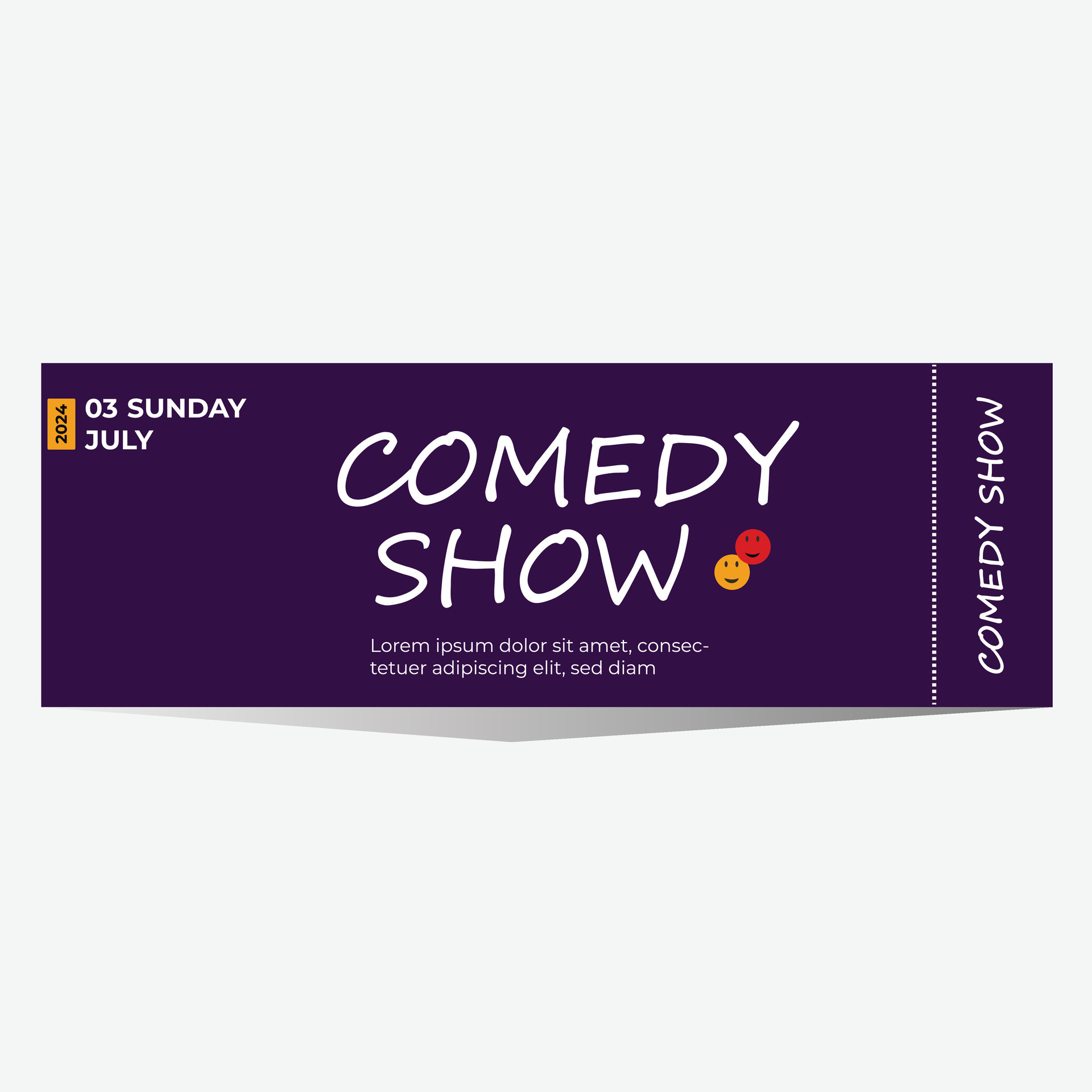 Stand Up Comedy Show Entry Ticket. Modern elegant design template of Stand Up Comedy Show Entry Ticket. Modern elegant design template of