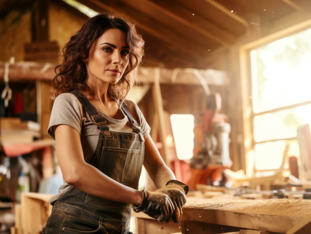 photo shot of a natural woman working as a construction worker AI Generative