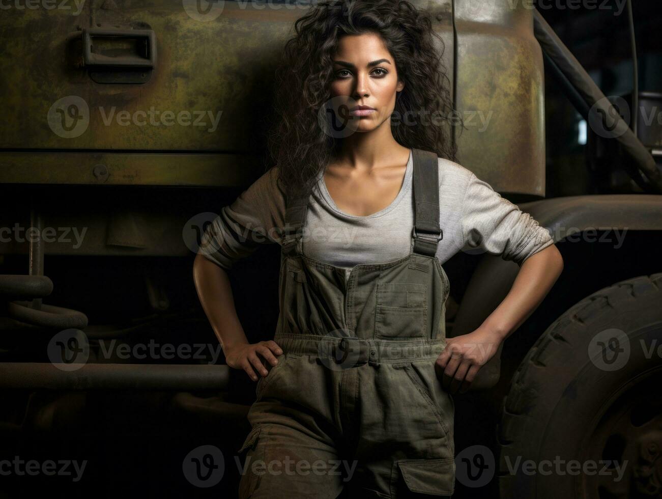 photo shot of a natural woman working as a construction worker AI Generative