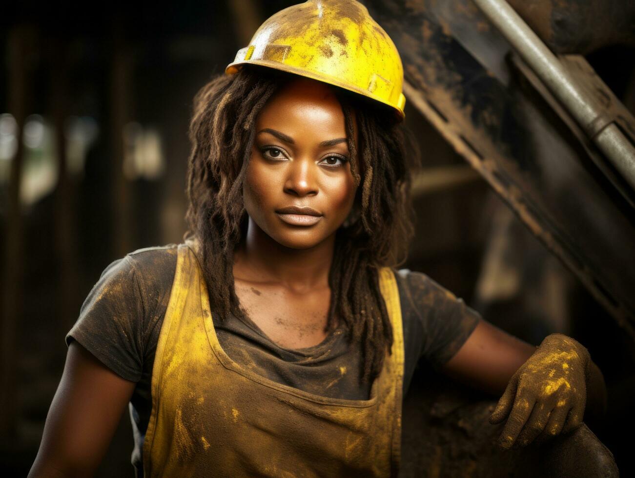 photo shot of a natural woman working as a construction worker AI Generative