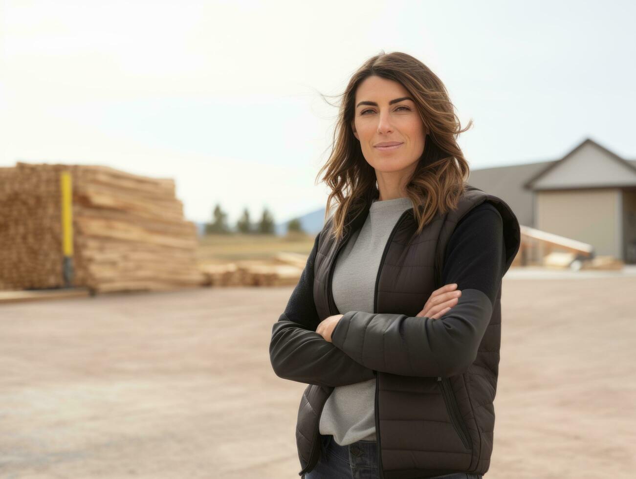 photo shot of a natural woman working as a construction worker AI Generative