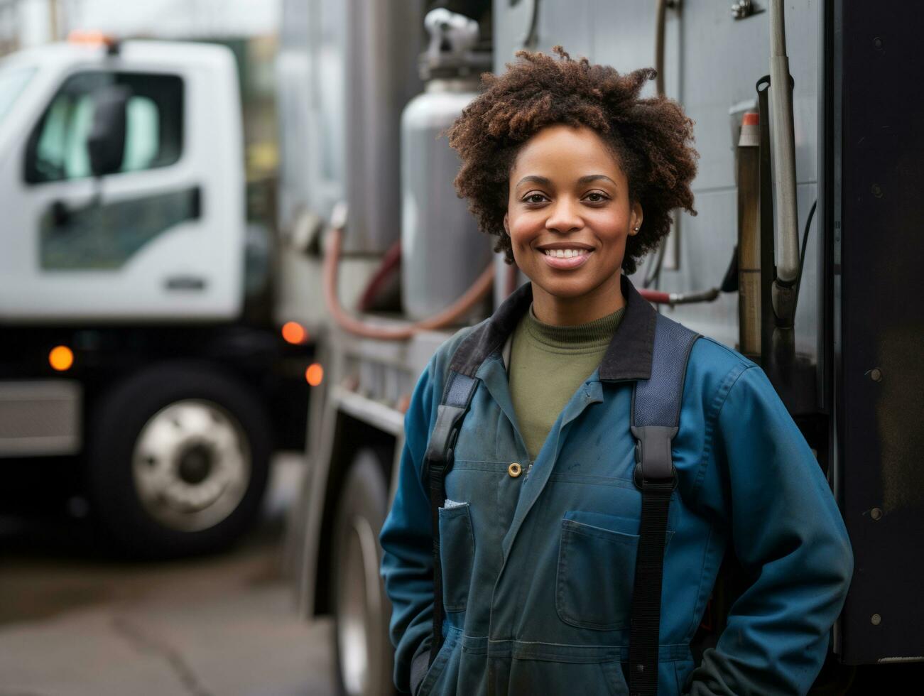 photo shot of a natural woman working as a construction worker AI Generative