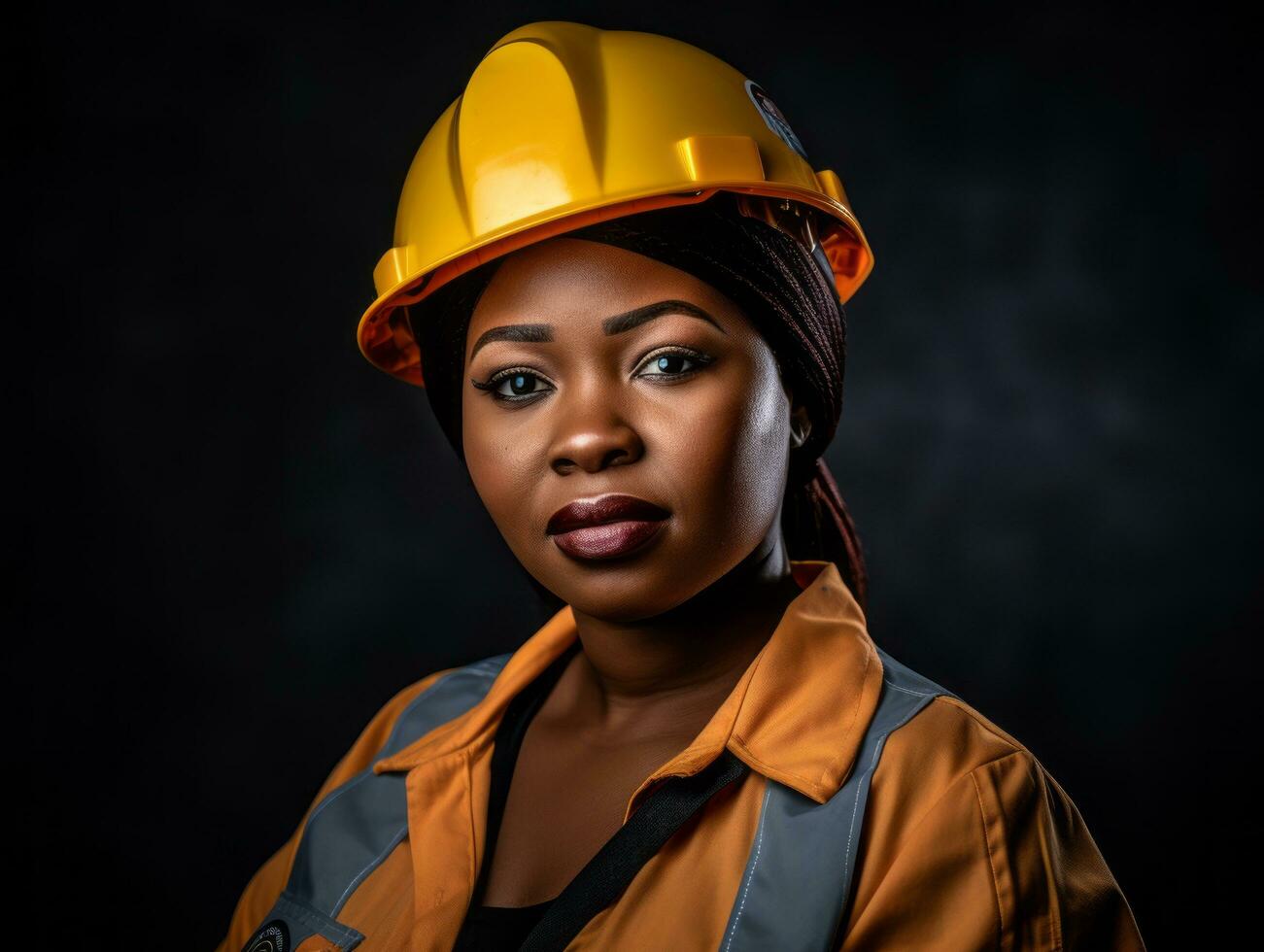 photo shot of a natural woman working as a construction worker AI Generative