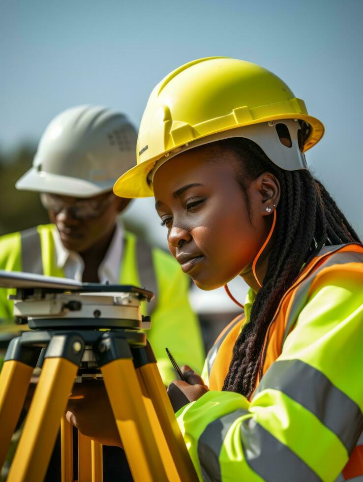 photo shot of a natural woman working as a construction worker AI Generative