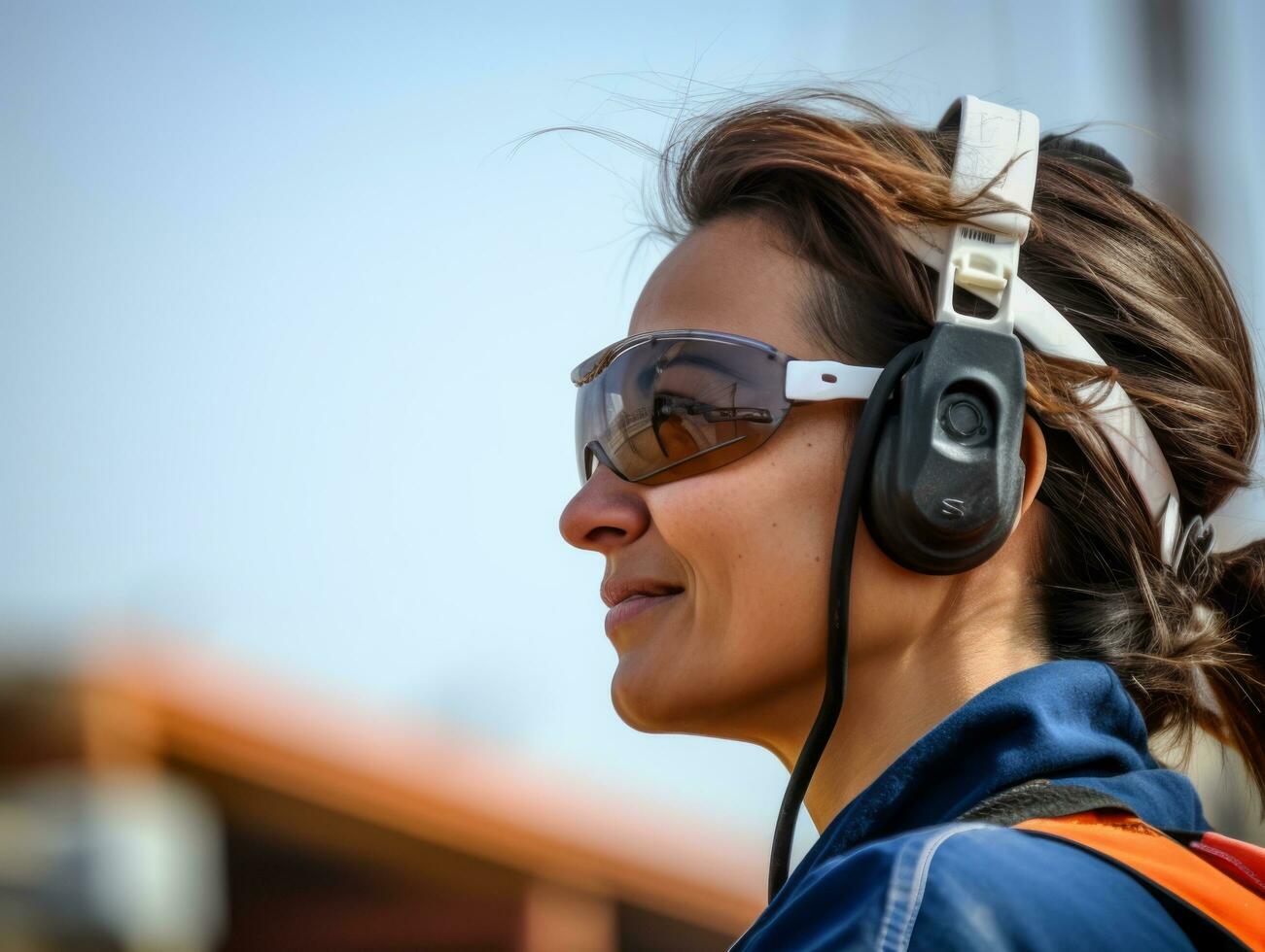 photo shot of a natural woman working as a construction worker AI Generative