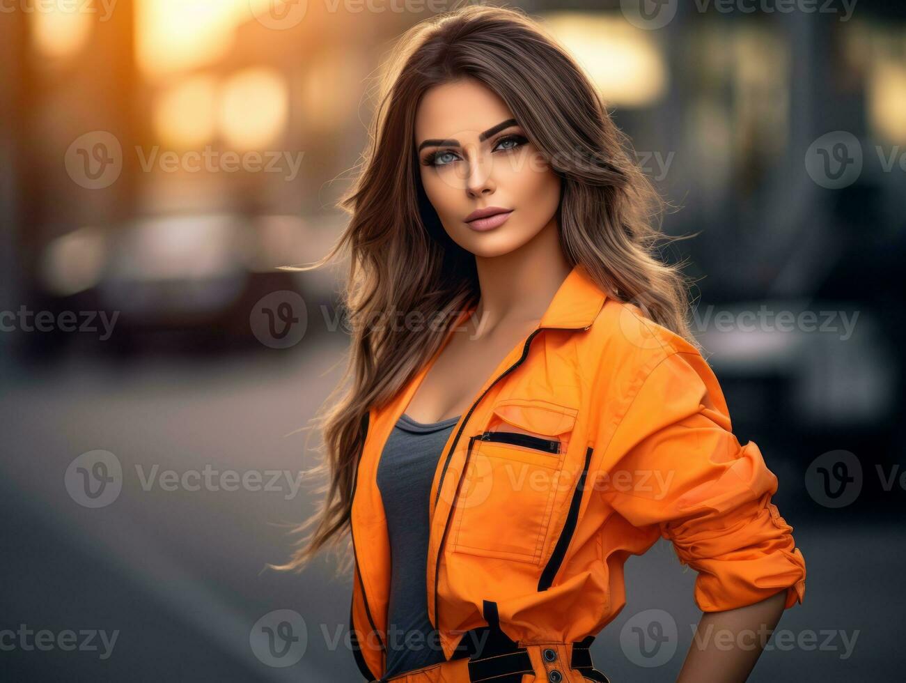 photo shot of a natural woman working as a construction worker AI Generative