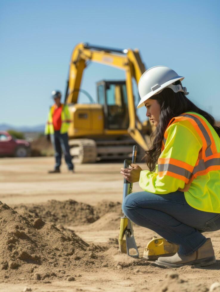 photo shot of a natural woman working as a construction worker AI Generative