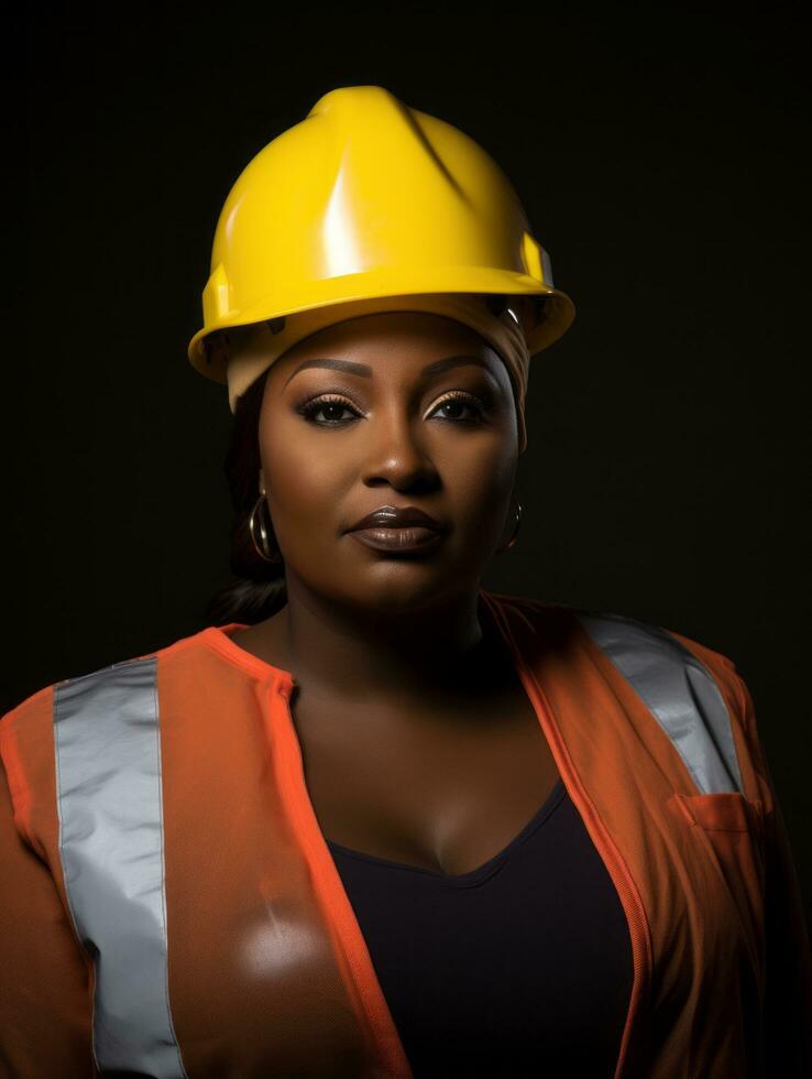 photo shot of a natural woman working as a construction worker AI Generative