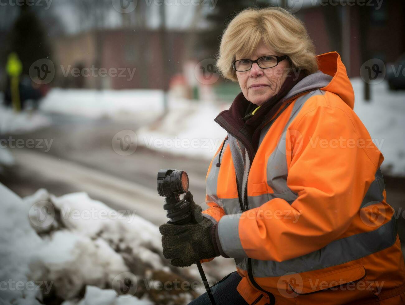 photo shot of a natural woman working as a construction worker AI Generative