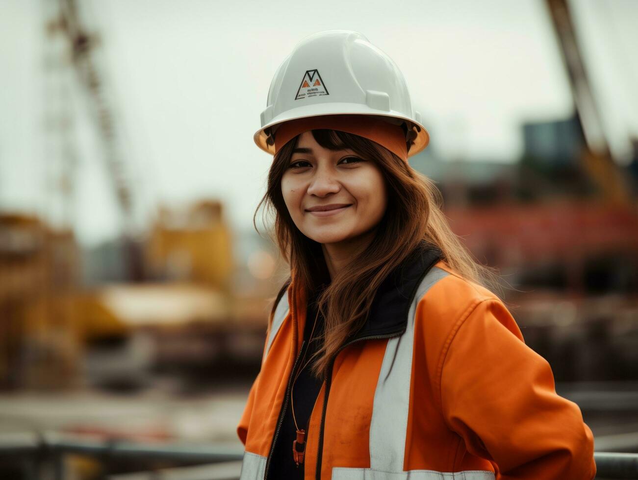 photo shot of a natural woman working as a construction worker AI Generative