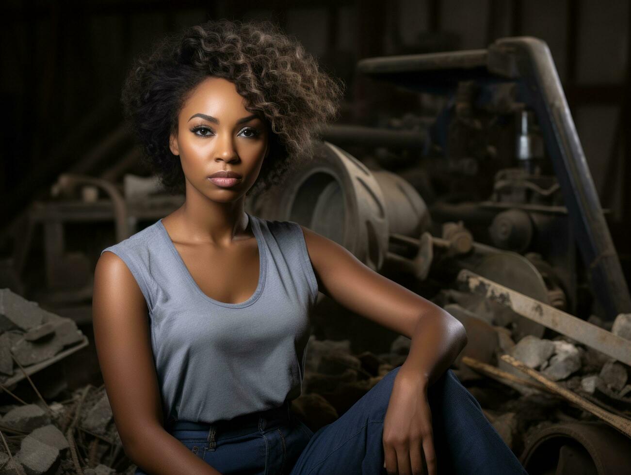 foto Disparo de un natural mujer trabajando como un construcción trabajador ai generativo