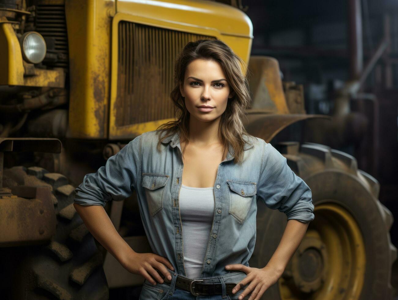 photo shot of a natural woman working as a construction worker AI Generative