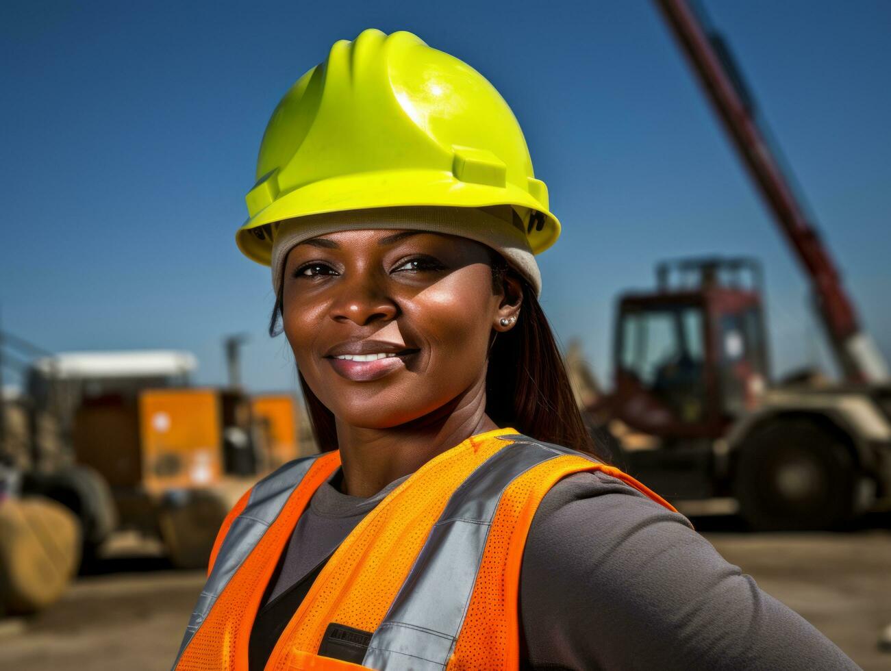 photo shot of a natural woman working as a construction worker AI Generative
