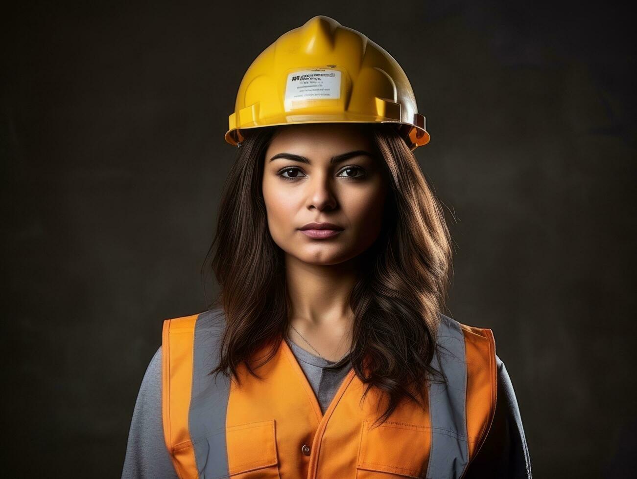 photo shot of a natural woman working as a construction worker AI Generative