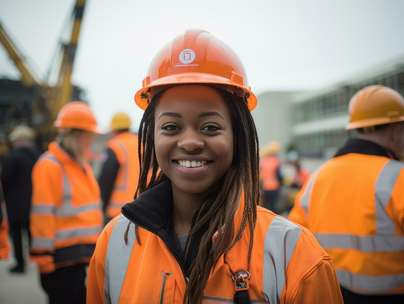 photo shot of a natural woman working as a construction worker AI Generative