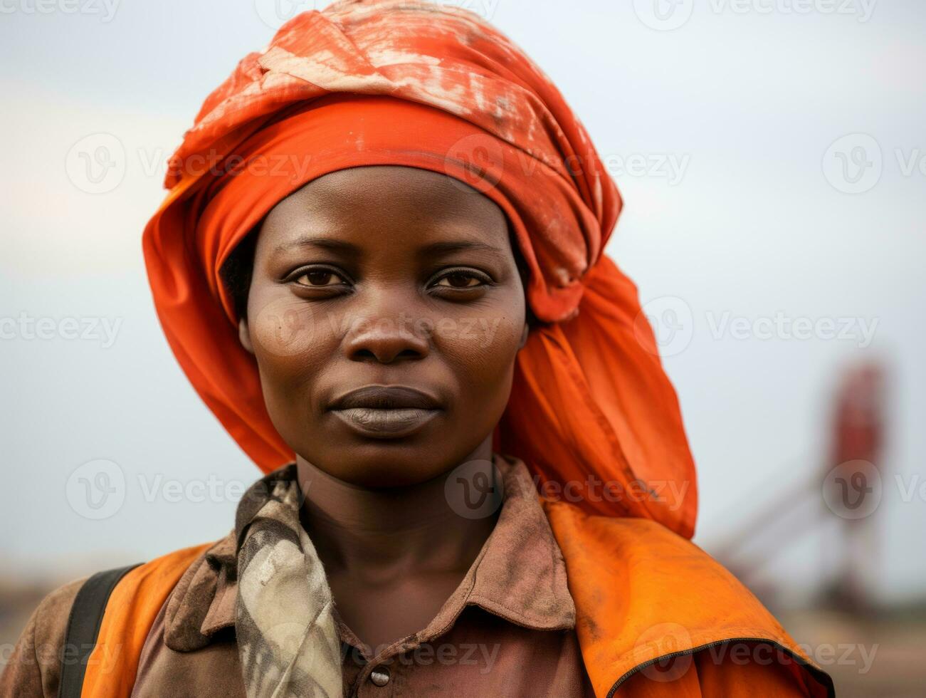 photo shot of a natural woman working as a construction worker AI Generative