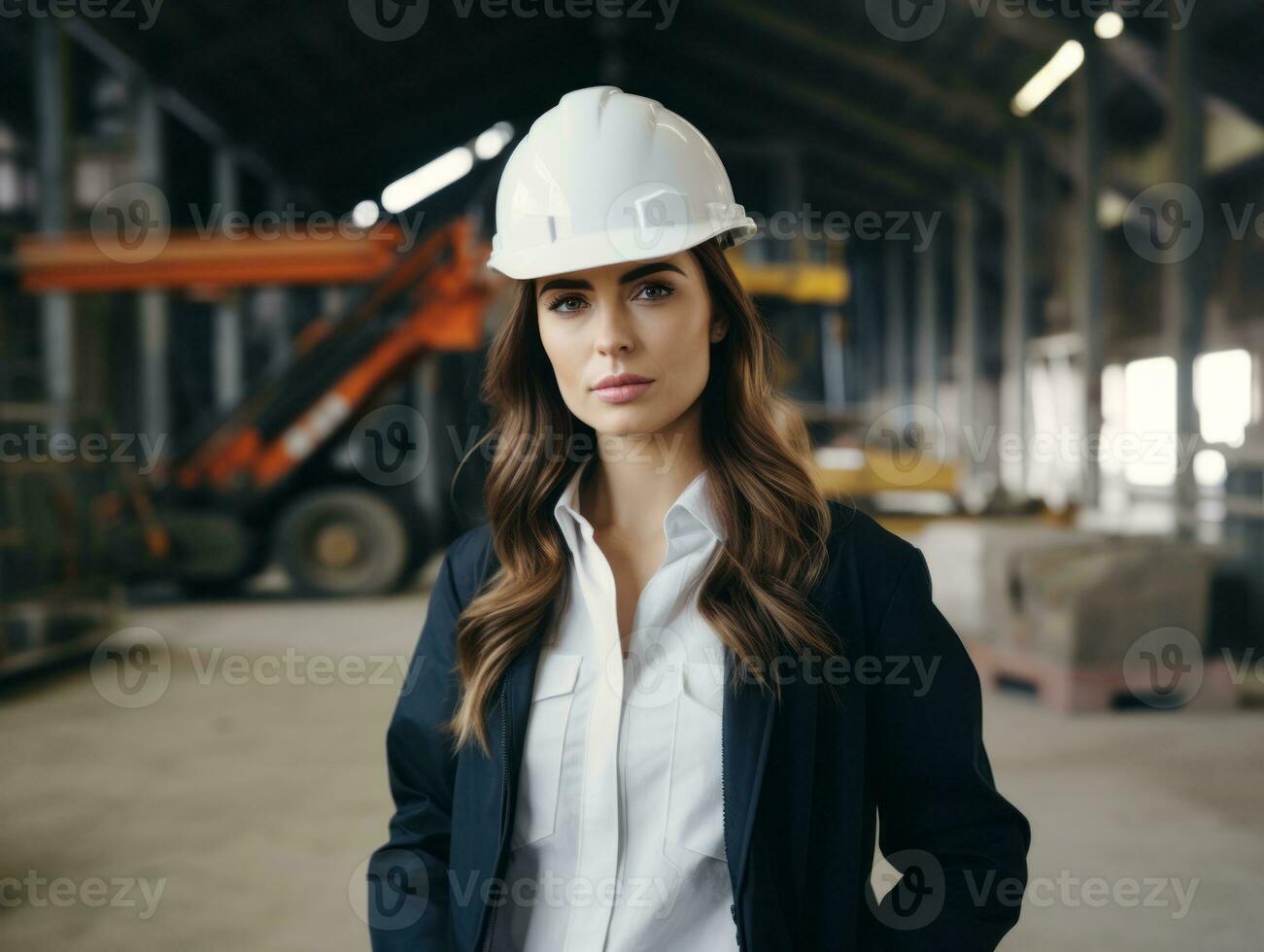 photo shot of a natural woman working as a construction worker AI Generative