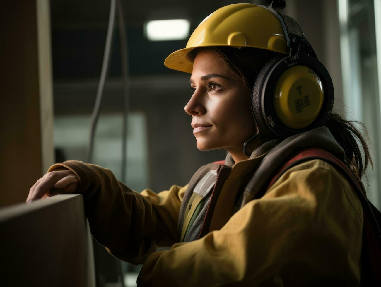 photo shot of a natural woman working as a construction worker AI Generative