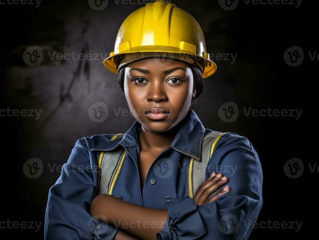 photo shot of a natural woman working as a construction worker AI Generative