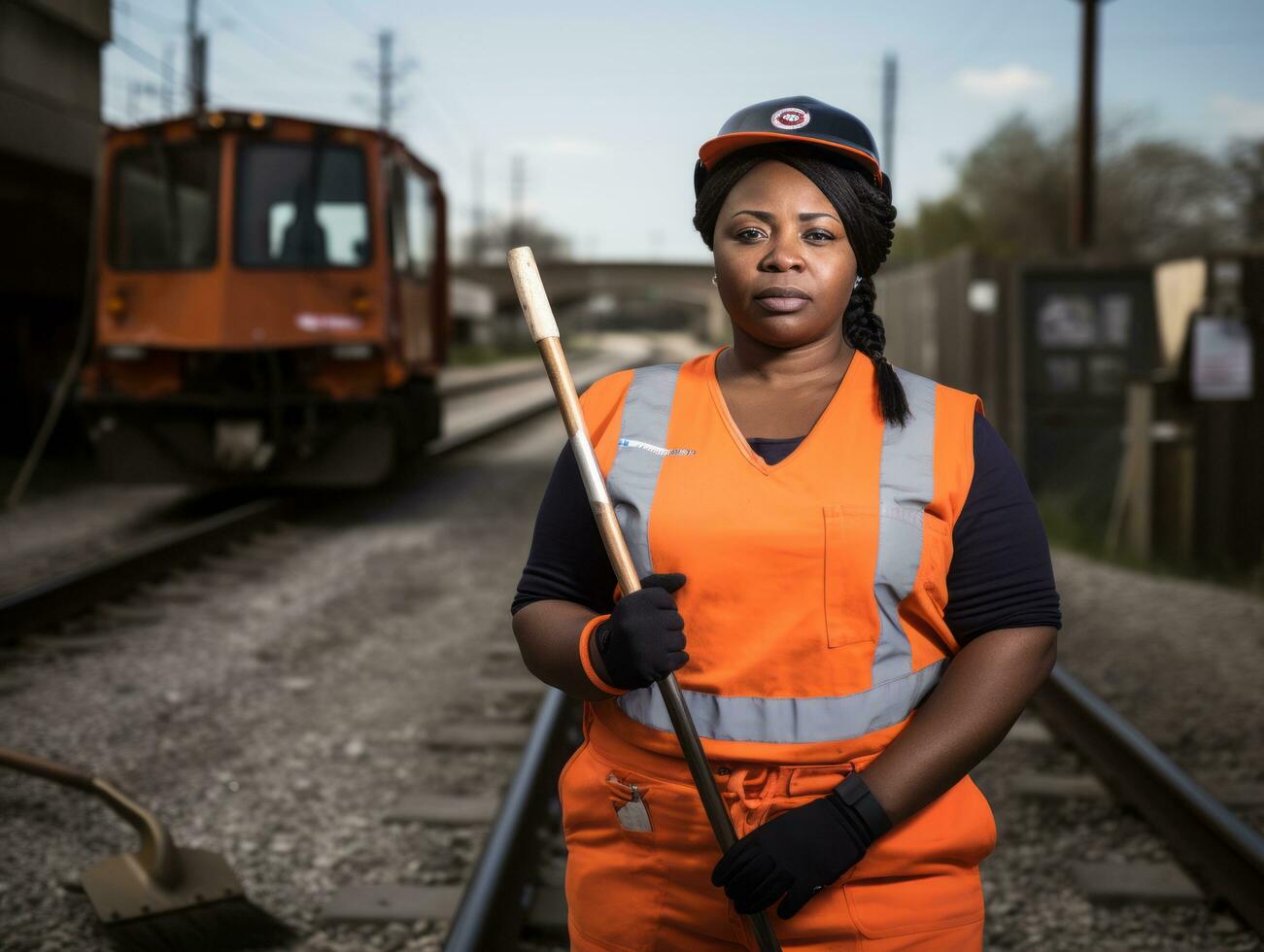 photo shot of a natural woman working as a construction worker AI Generative