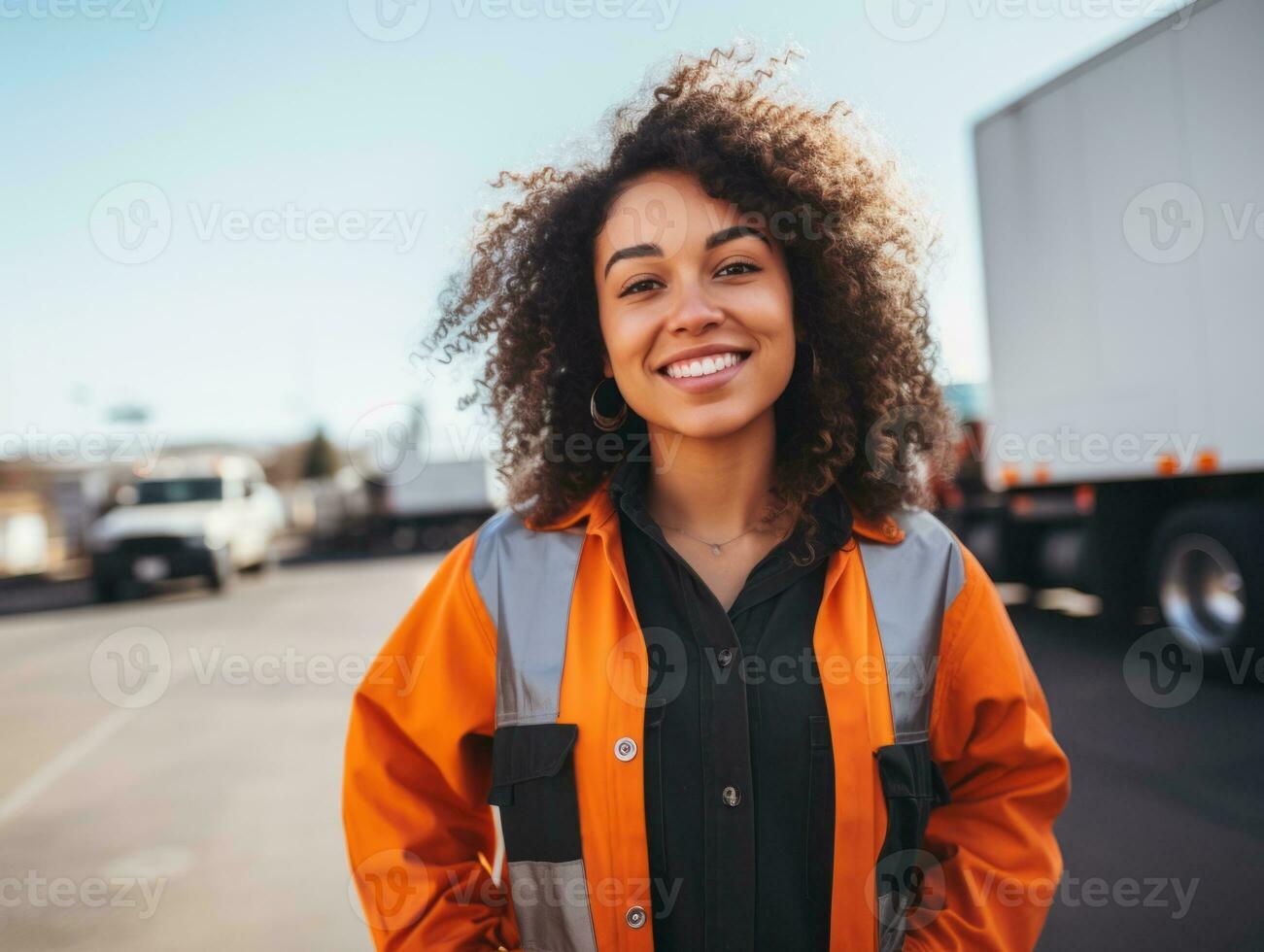 photo shot of a natural woman working as a construction worker AI Generative